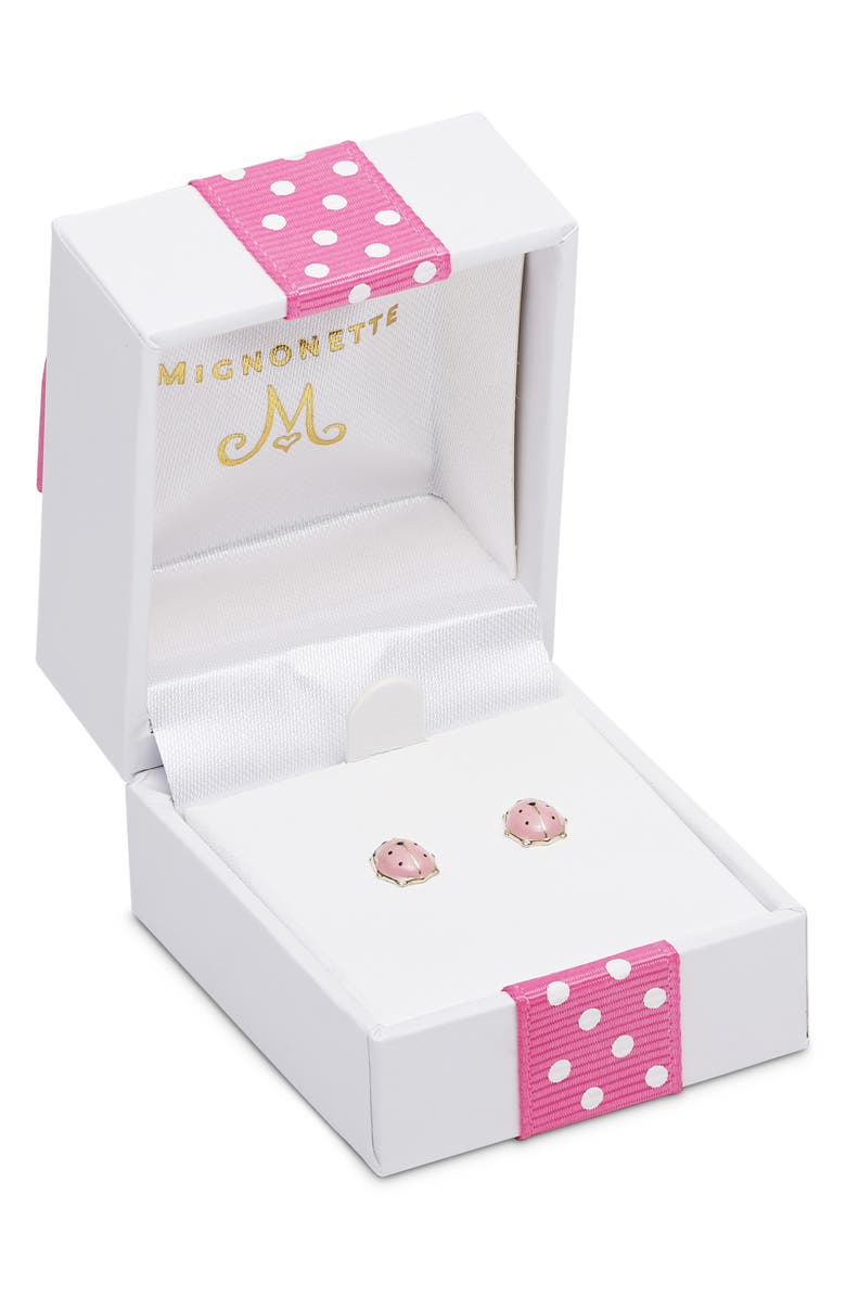 Mignonette 14K Gold Ladybug Stud Earrings, Alternate, color, Gold