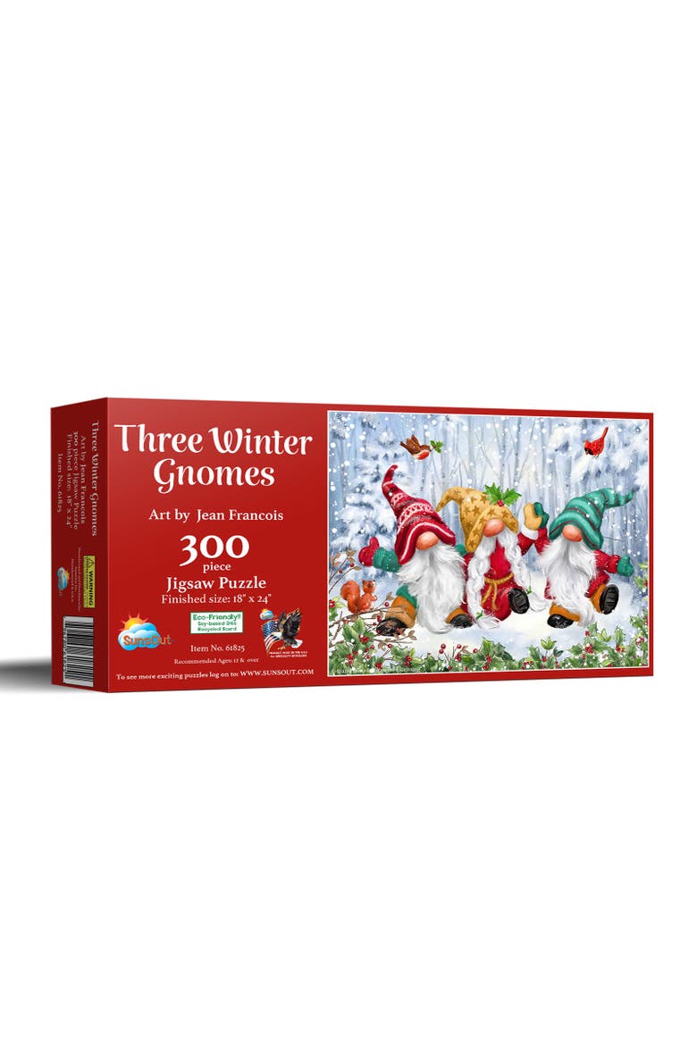 Three Winter Gnomes 300 piece Jigsaw Puzzle for Adults, Main, color, Multicolor