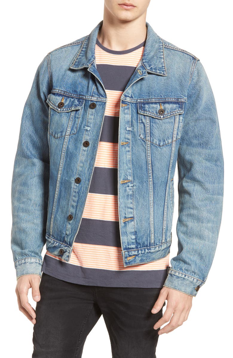 Scotch & Soda Amsterdam Blauw Hooded Trucker Jacket, Alternate, color, 