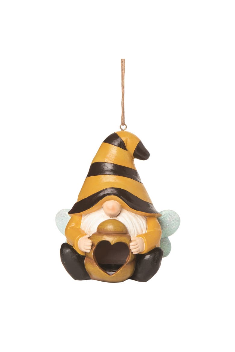 7 Inch Yellow Spring Garden Gnome Birdhouse Polyresin Decorative Bird and Insect House for Spring, Main, color, Yellow