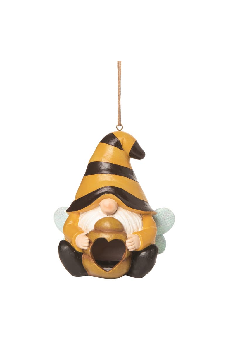 Transpac 7 Inch Yellow Spring Garden Gnome Birdhouse Polyresin Decorative Bird and Insect House for Spring, Main, color, Yellow