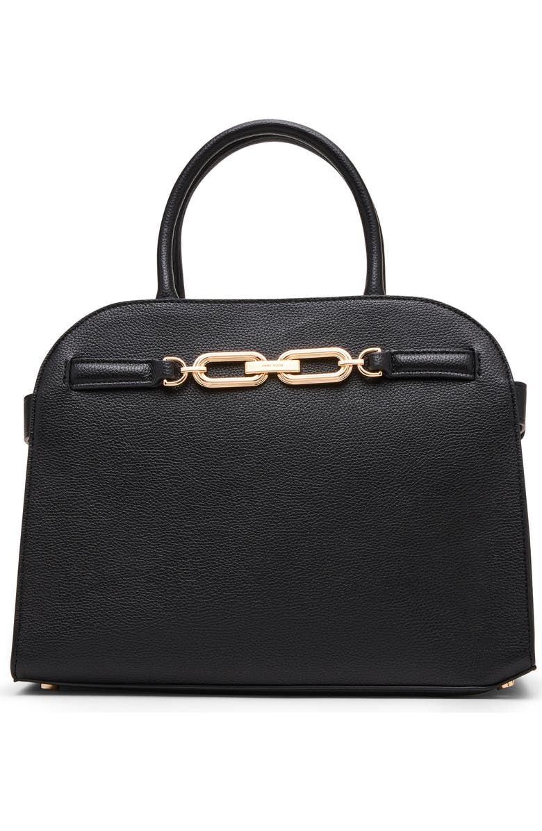 Anne Klein Medium Curved Satchel Bag, Main, color, Black