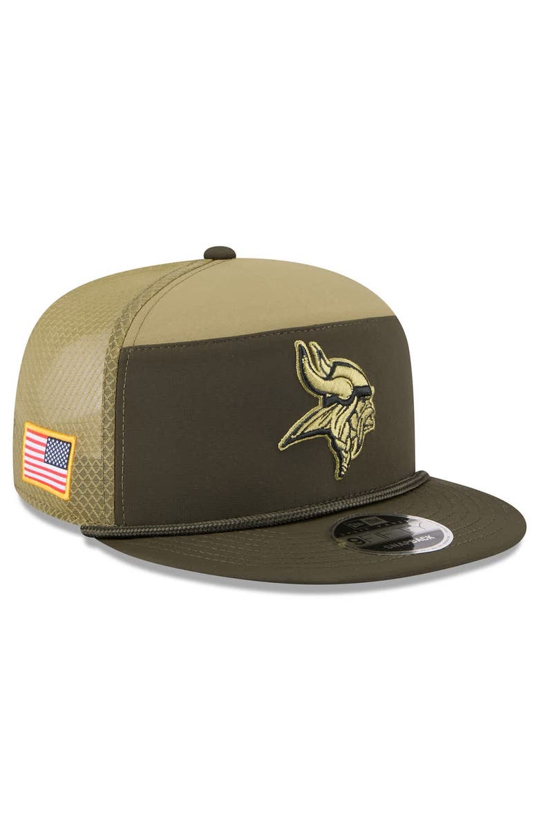 New Era Men's New Era  Dark Green Minnesota Vikings 2025 Salute to Service Split Panel 9FIFTY Snapback Hat, Main, color, 