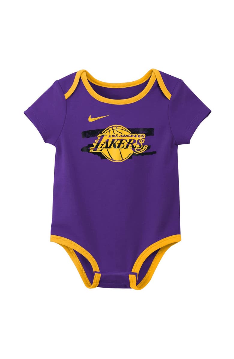 Nike Infant Nike Purple Los Angeles Lakers Courtside Premier 2-Pack Bodysuit Set, Alternate, color, Purple
