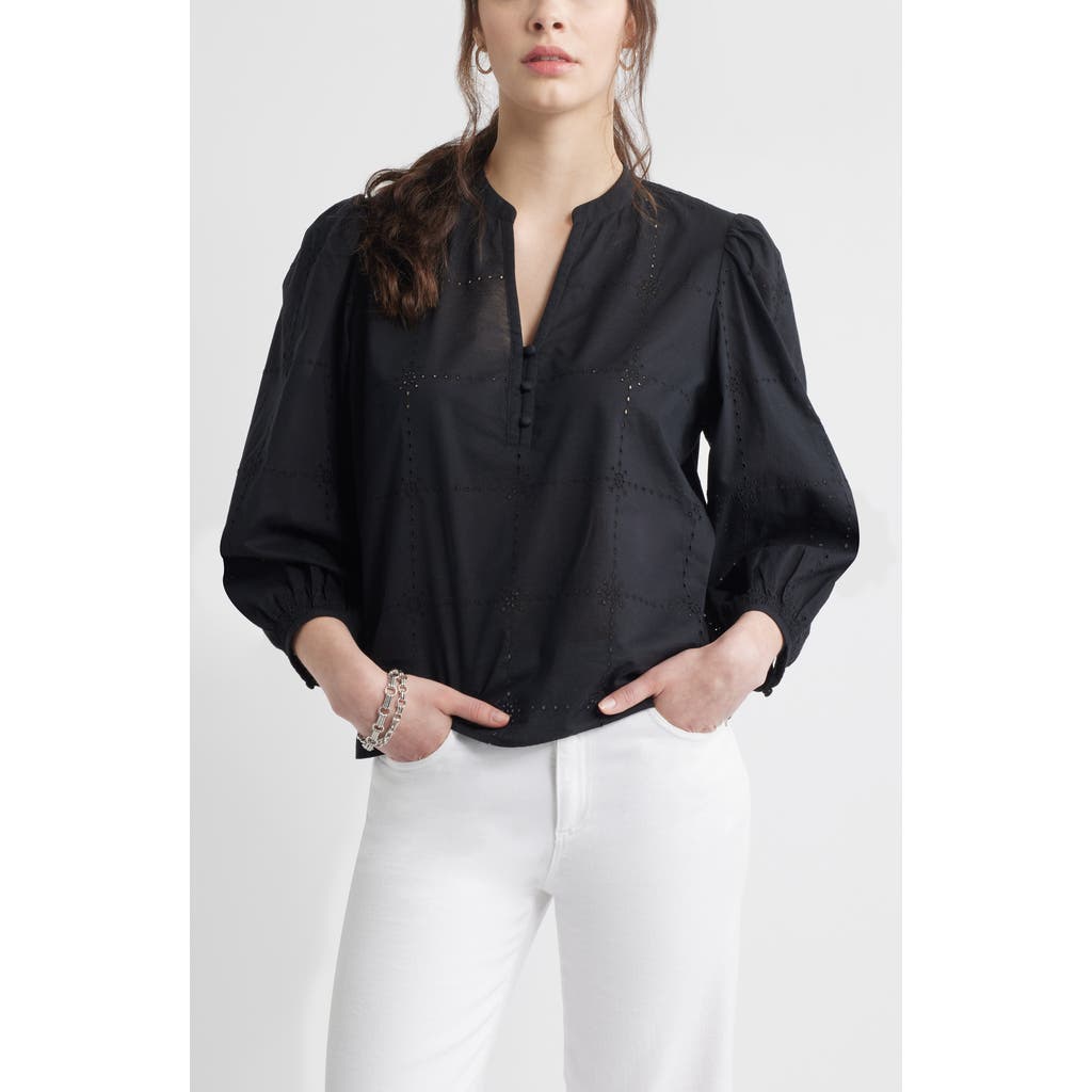 Caslonr Caslon(r) Eyelet Embroidered Cotton Popover Top