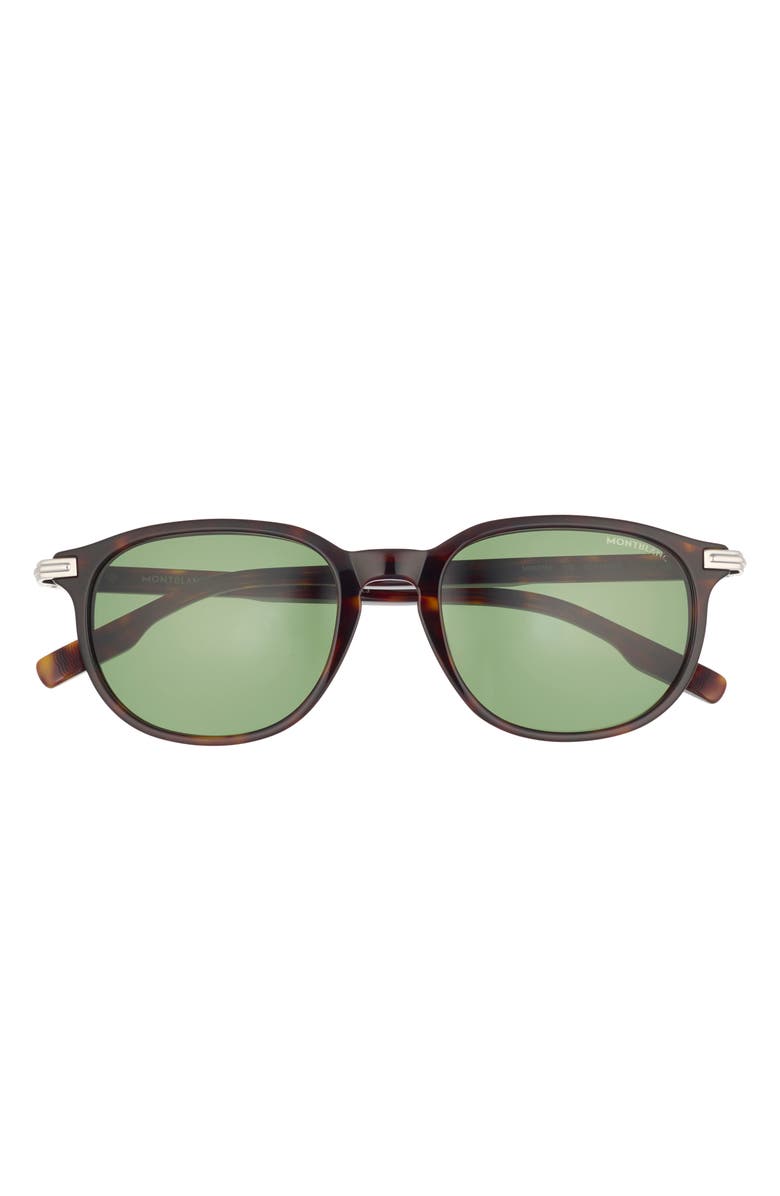 Montblanc 52mm Round Sunglasses, Main, color, Havana Havana Green