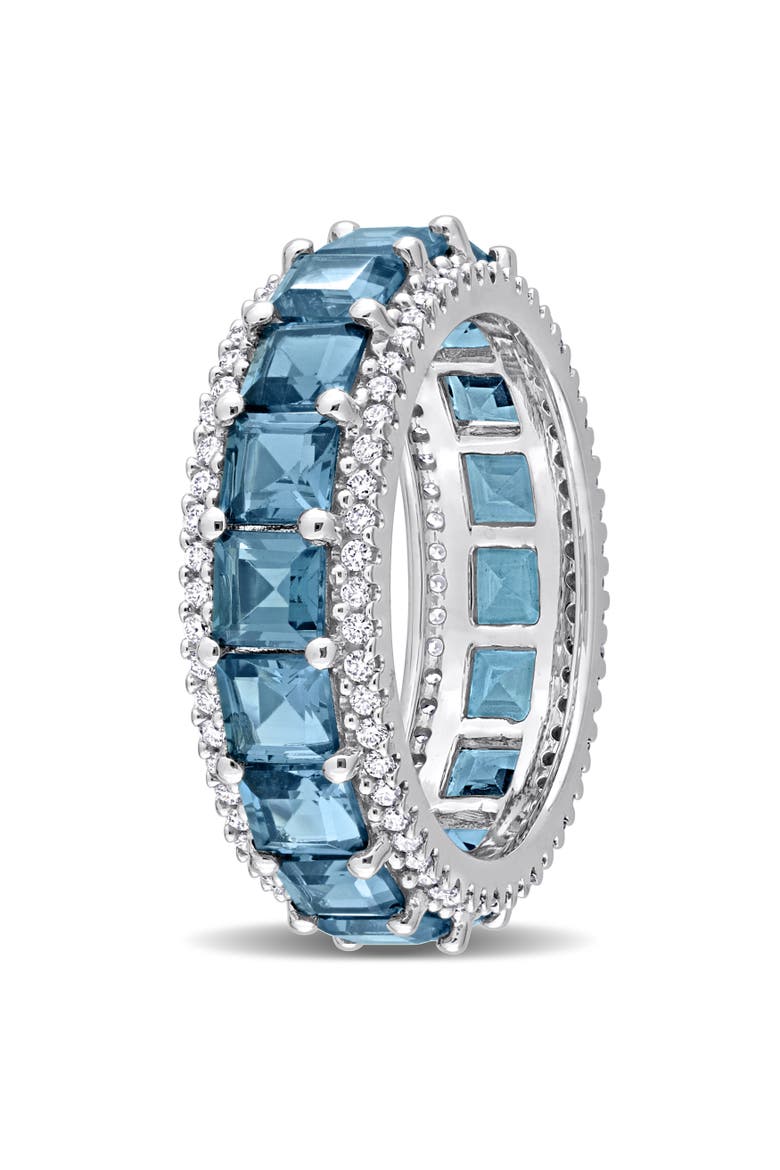 Blue Topaz & Diamond Eternity Ring 14k, Alternate, color, Topaz