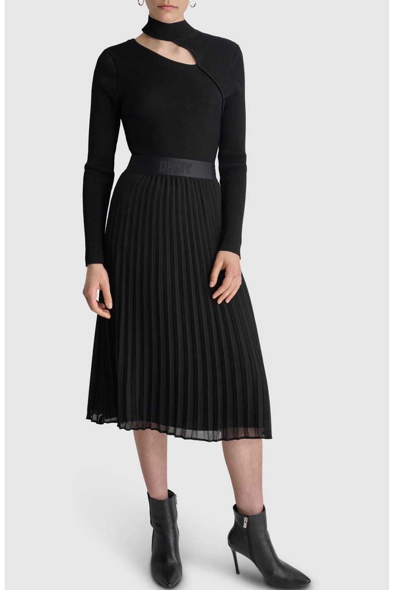 Cutout Detail Rib Sweater, Alternate, color, BLACK
