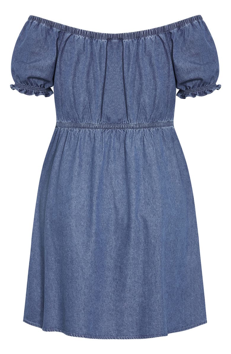 City Chic Freya Denim Babydoll Minidress, Alternate, color, Light Denim