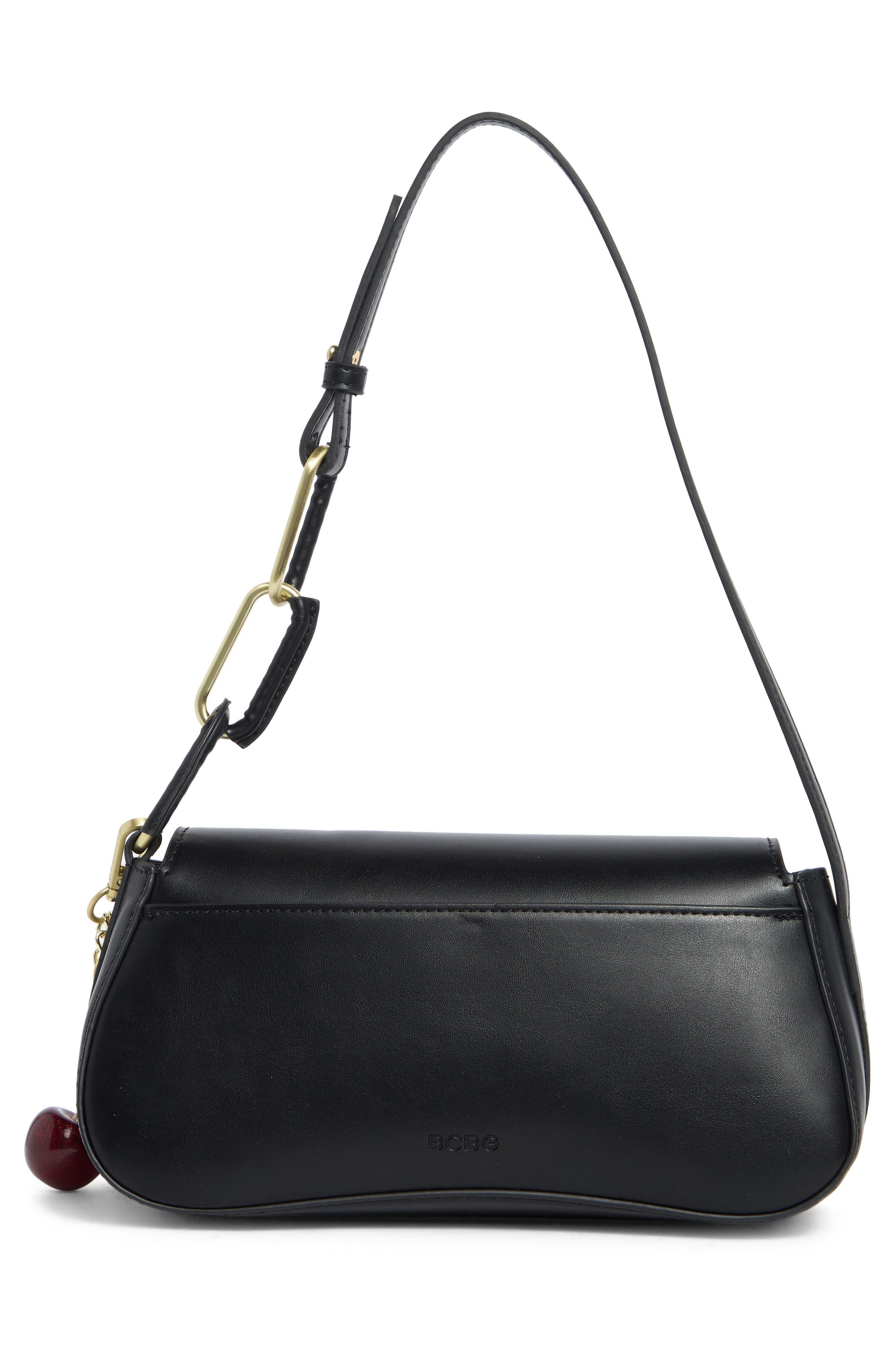 BCBG Covered Rings Shoulder Bag, Alternate, color, Black