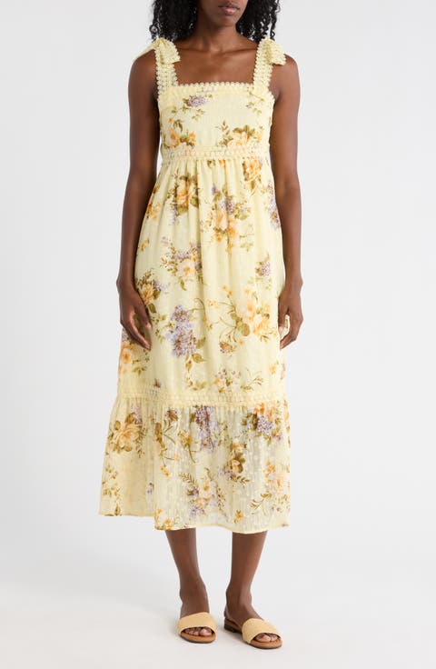 Floral Tie Strap Midi Dress
