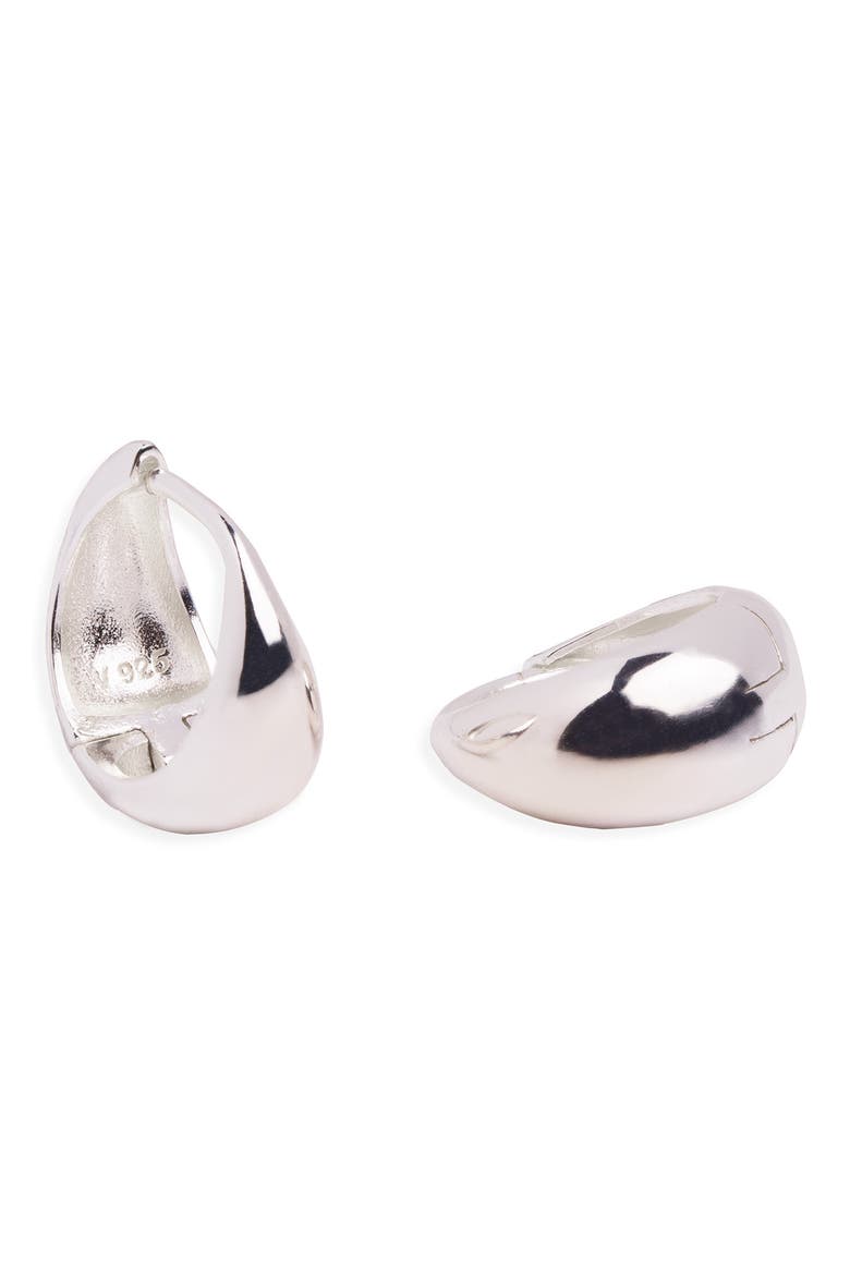 Chubby Huggie Hoop Earrings, Main, color, SILVER