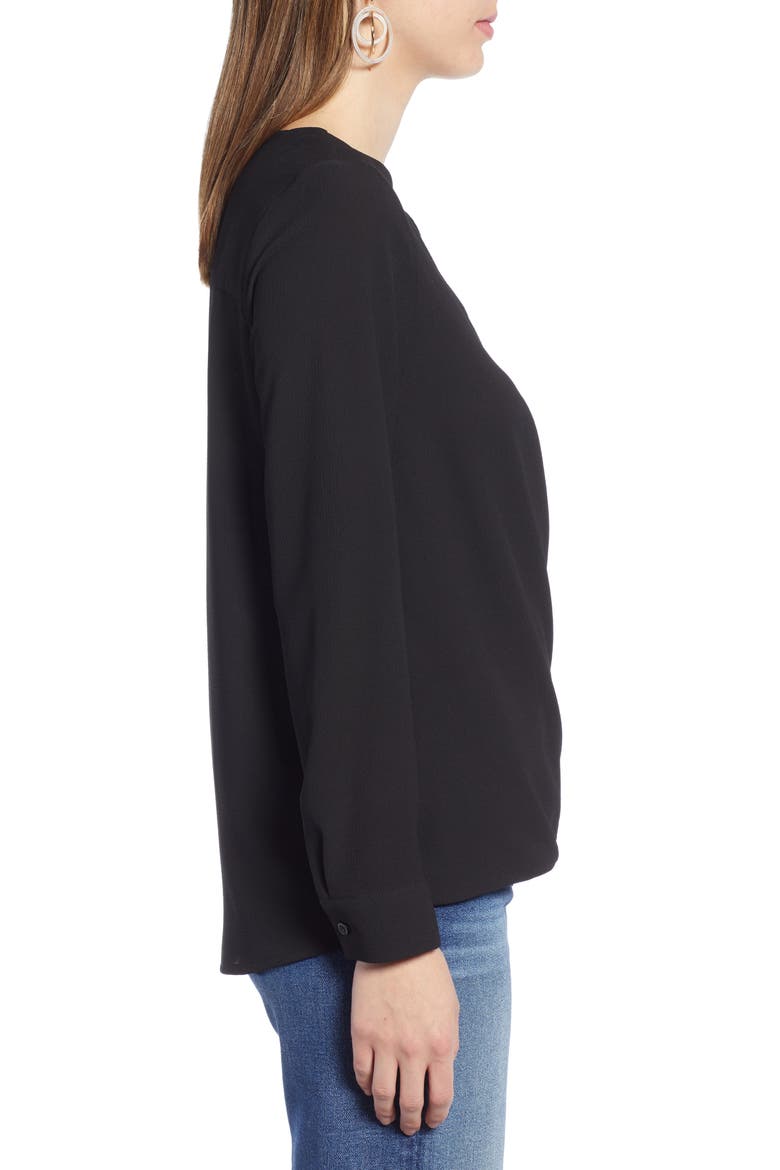 Faux Wrap Top, Alternate, color, BLACK