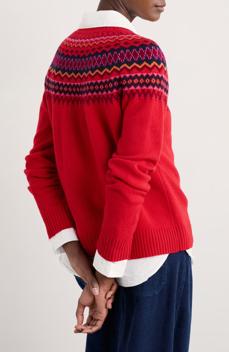 Seasalt Cornwall Gurnard's Head Fair Isle Lambswool Blend Crewneck Sweater, Alternate, color, Knit Windward Carmine Multi