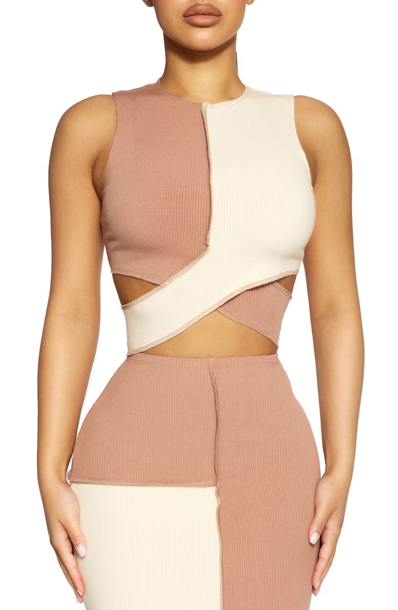 Naked Wardrobe Crisscross Rib Crop Top, Main, color, 