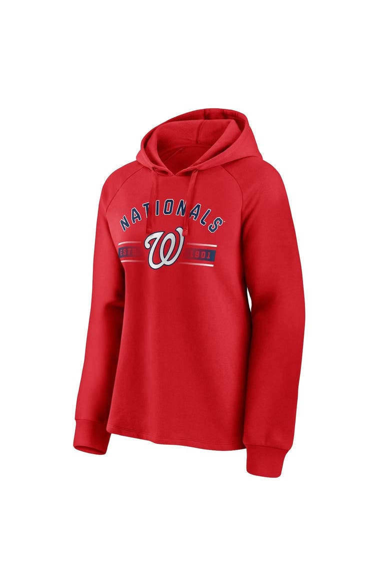 Women's Fanatics Branded Red Washington Nationals Perfect Play Raglan Pullover Hoodie, Alternate, color, Red
