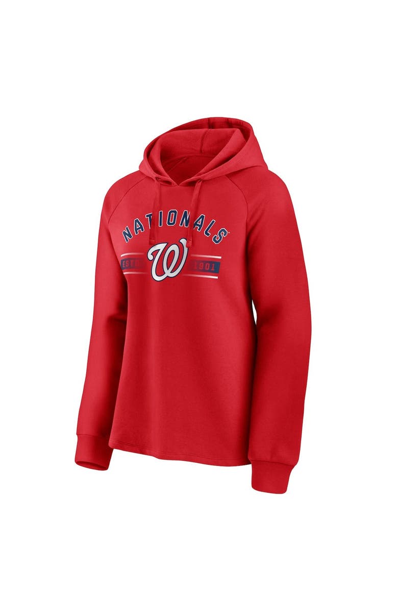 FANATICS Women's Fanatics Branded Red Washington Nationals Perfect Play Raglan Pullover Hoodie, Alternate, color, Red
