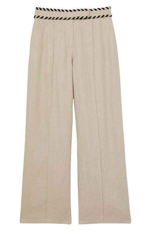 Reiss Fawn High-rise Whipstitch Linen Trousers In Neutral