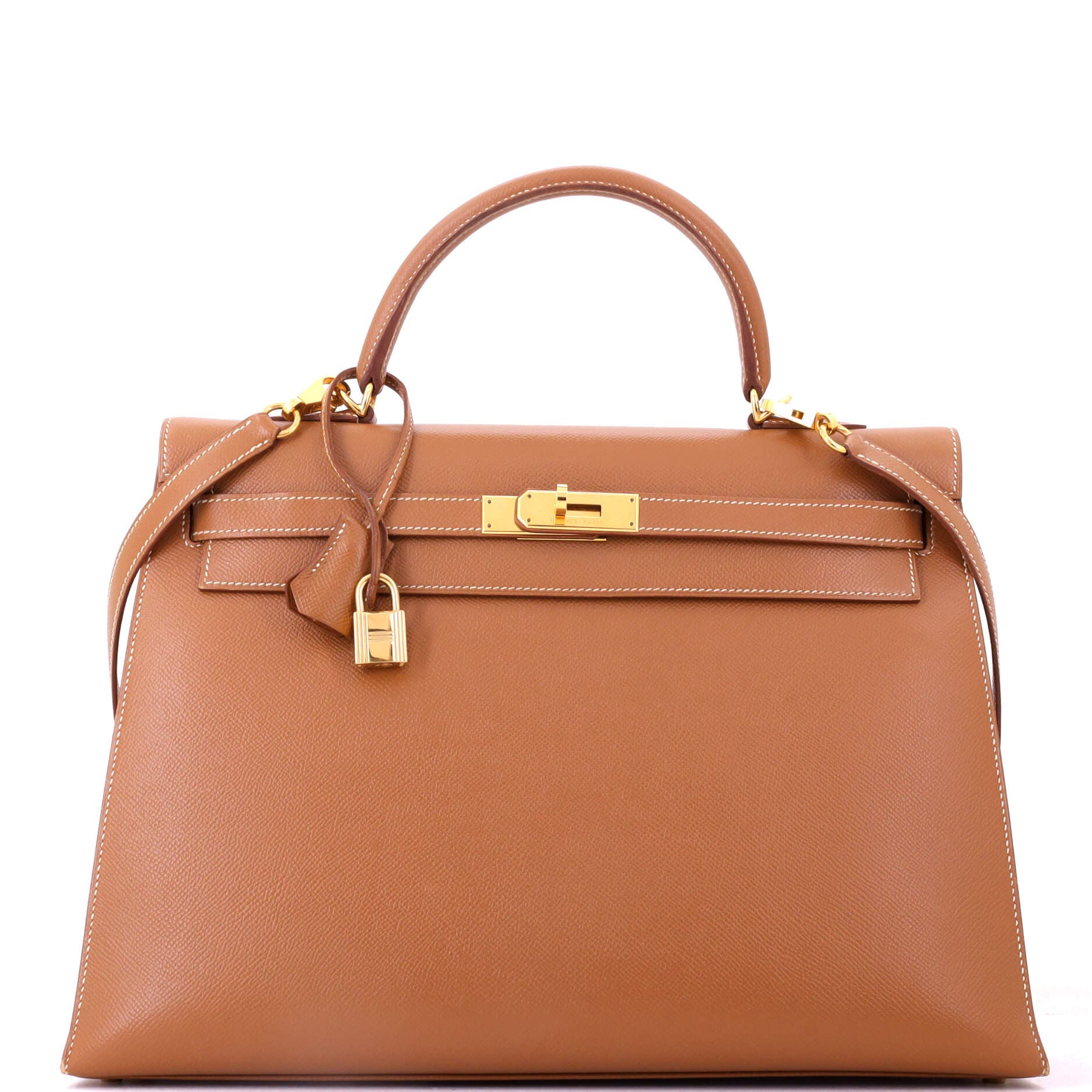 Kelly Handbag Brown Courchevel with Gold Hardware 35, Main, color, Gold