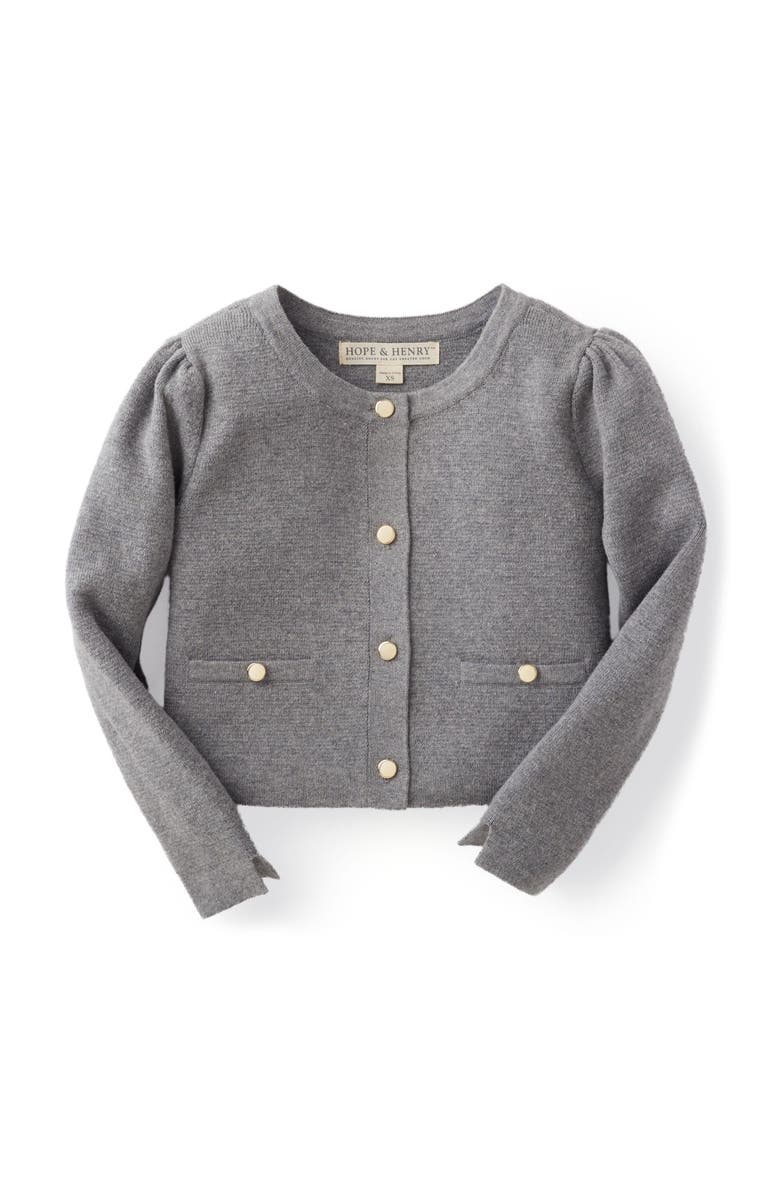 Hope & Henry Girls' Milano Stitch Cardigan, Kids, Main, color, Gray