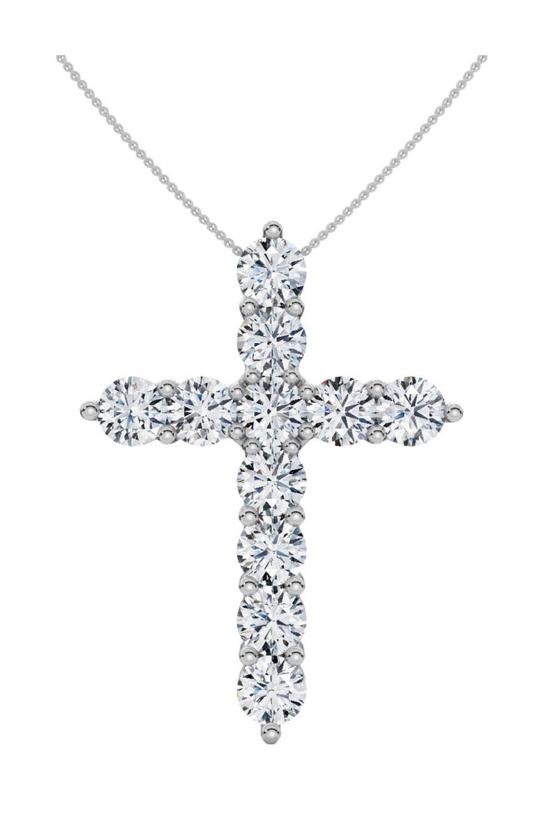 Bliss Diamond 4Ct TW Diamond Cross Pendant 14k Gold Women's 18" Necklace Lab Grown, Main, color, White Gold