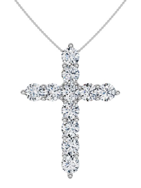 4Ct TW Diamond Cross Pendant 14k Gold Women's 18" Necklace Lab Grown