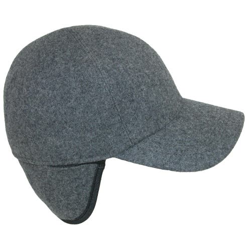 Wigens Wool Baseball Cap With Earflaps In Light Grey