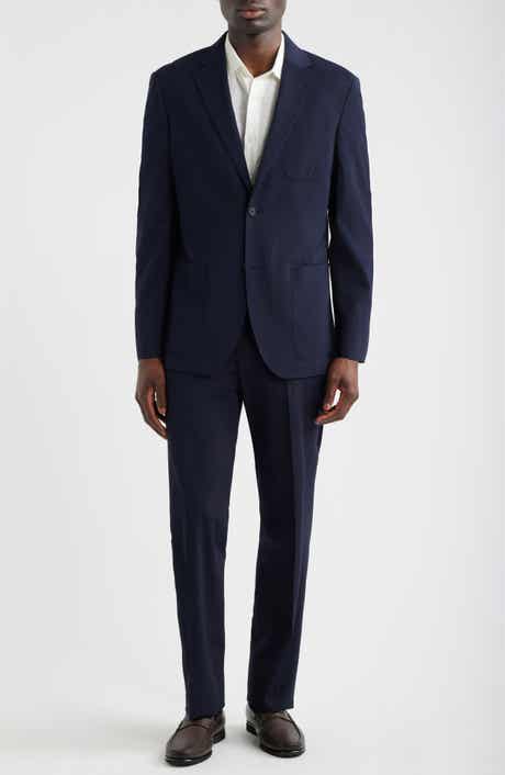 Henrik Trim Fit Navy Stretch Wool Seersucker Suit
