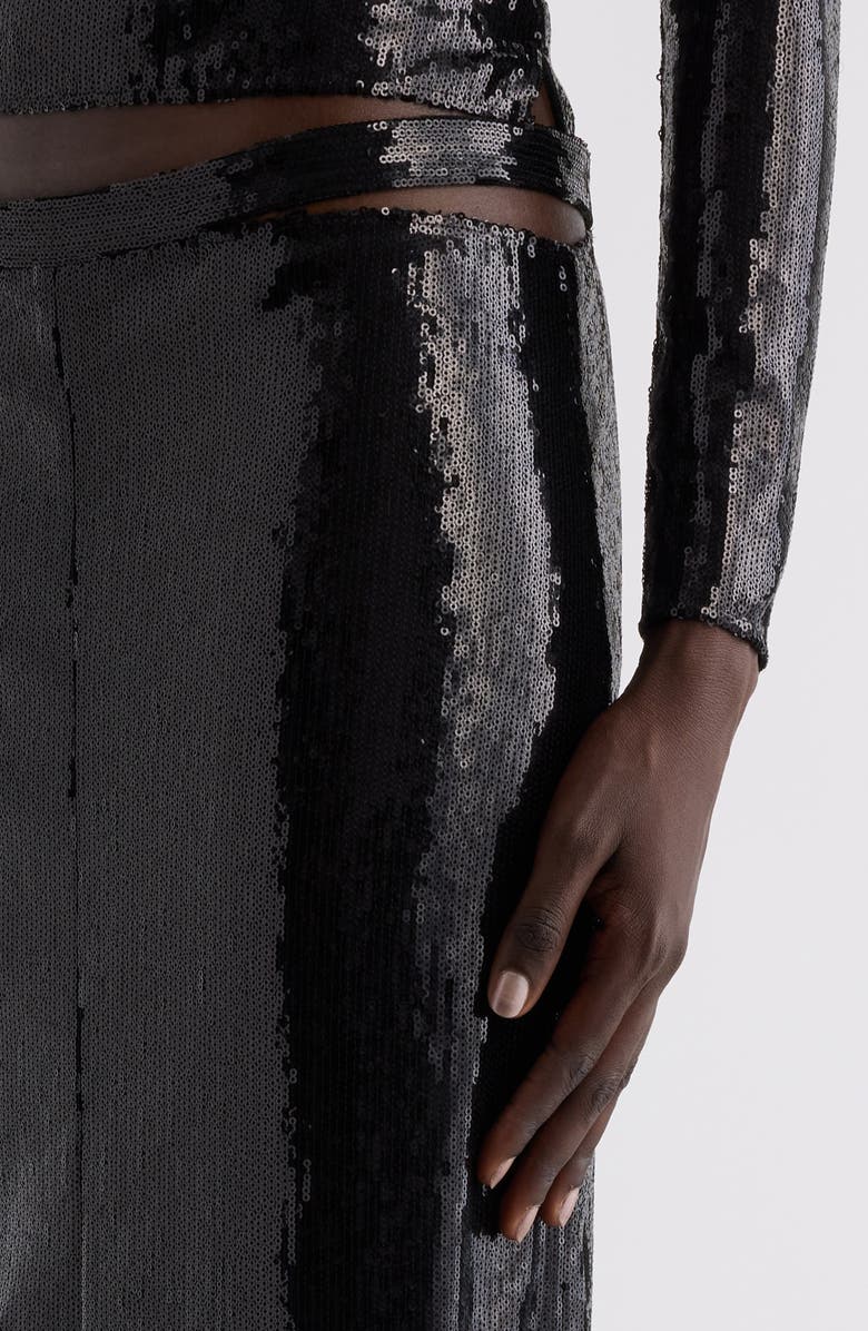 Courrèges Buckle Cutout Sequin Skirt, Alternate, color,