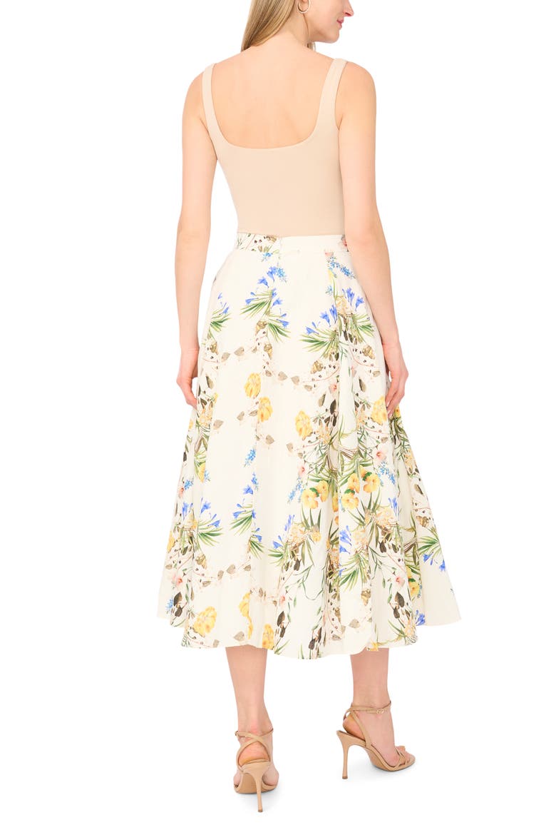 Linen Blend A-Line Midi Skirt, Alternate, color, ULTRA WHITE