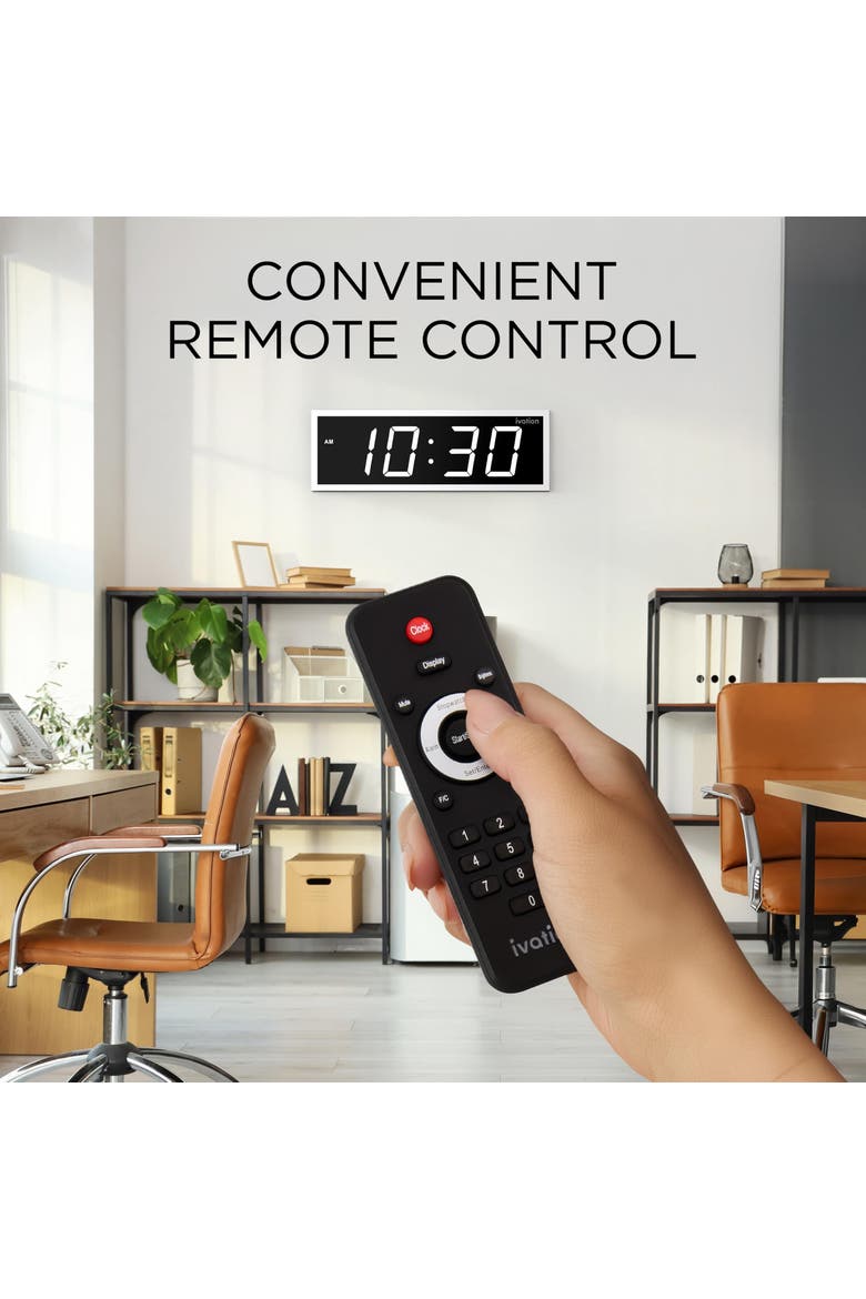 Digital Wall Clock, Big LED Display, Timer, Alarms, Auto Brightness, Remote, Alternate, color, White