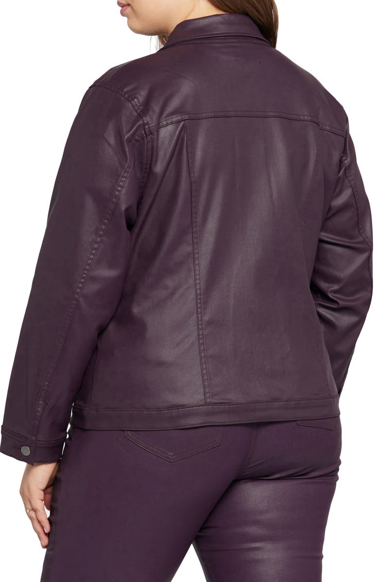 NYDJ Coated Stretch Denim Jacket, Alternate, color, Eggplant Coated