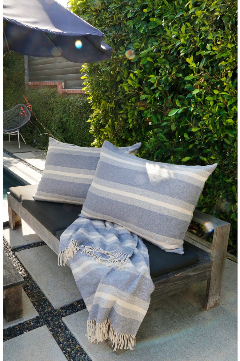 Alpine Stripe Cotton Throw Blanket, Alternate, color, GREY/IVORY