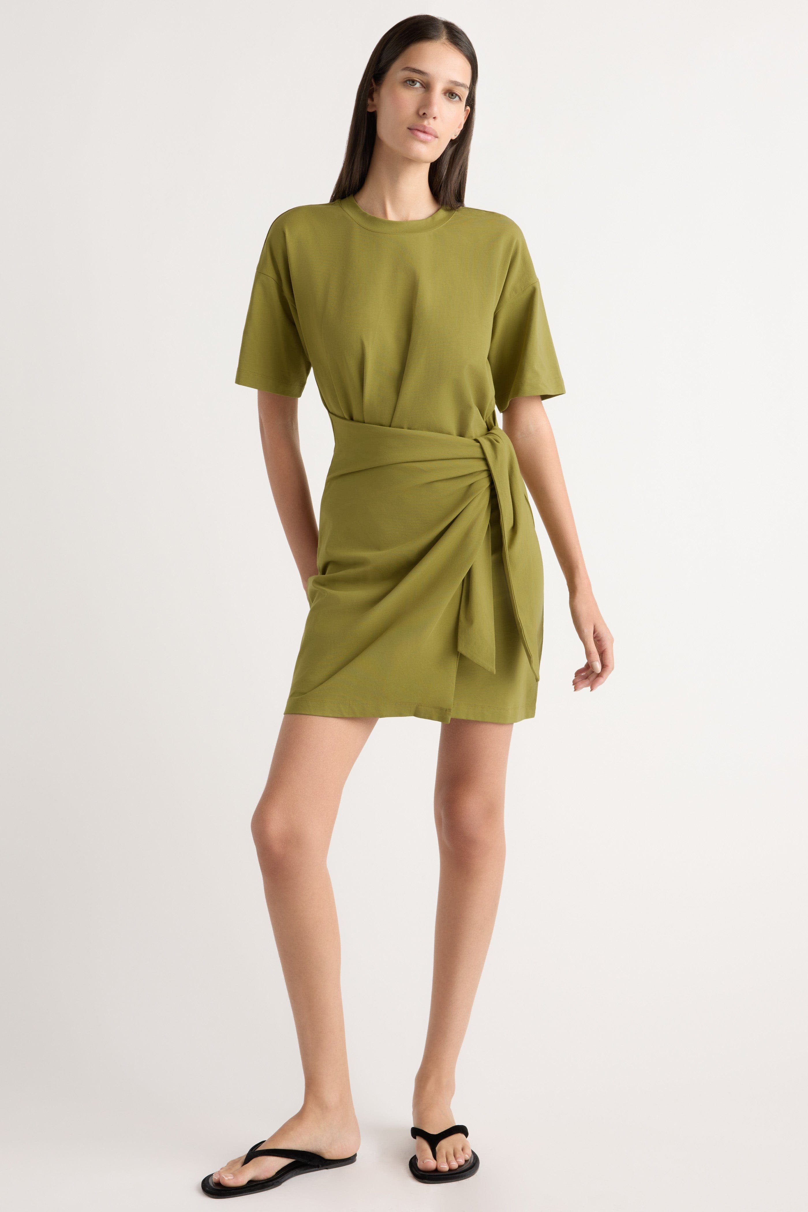 t shirt wrap dress TqaSer Women's Summer Short Sleeve Casual Dresses Short Sleeve V Neck Wrap-Front Knotted Dress at Amazon Women's Clothing store