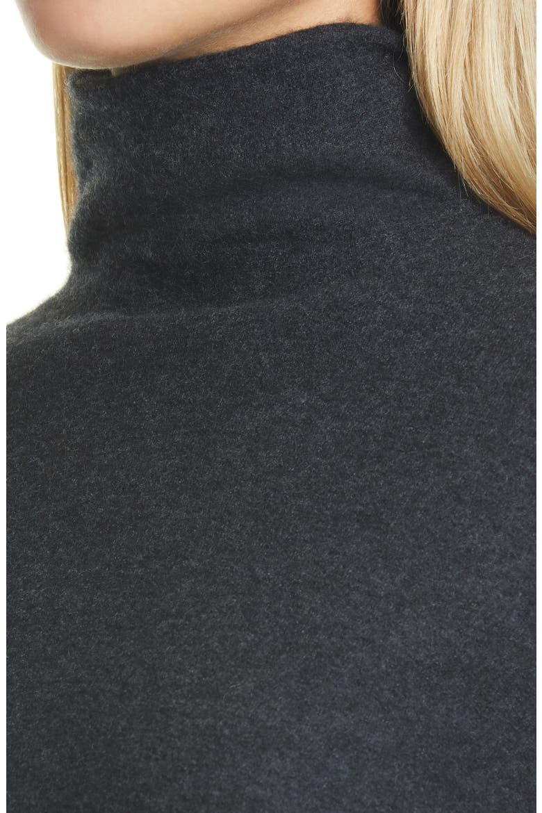 Cashmere Crop Turtleneck Sweater, Alternate, color, HEATHER CHARCOAL