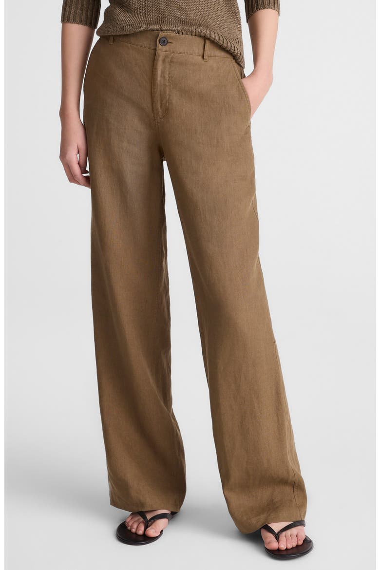Zoe Relaxed Straight Leg Linen Pants, Main, color, SAFARI KHAKI