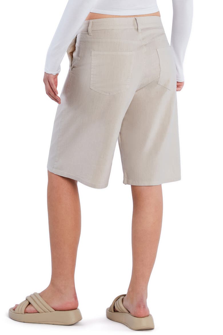 Chill Pleated Mid Rise Denim Bermuda Shorts, Alternate, color, MOONBEAM