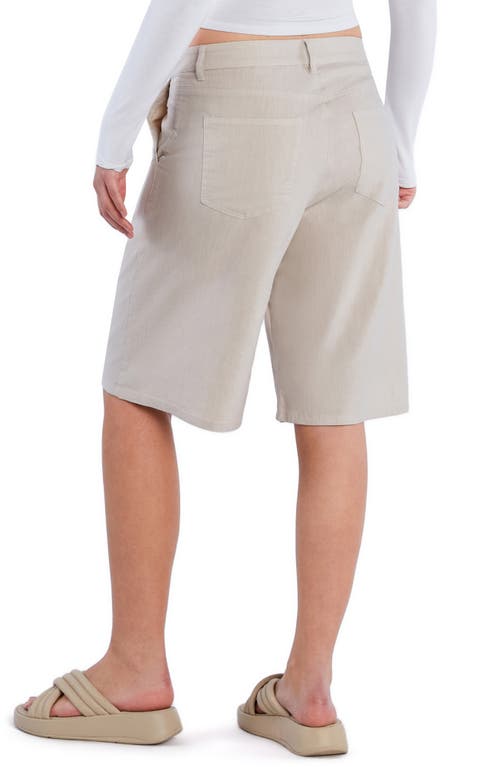 Hint Of Blu Chill Pleated Mid Rise Denim Bermuda Shorts