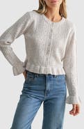 All in Favor Pointelle Peplum Cardigan
