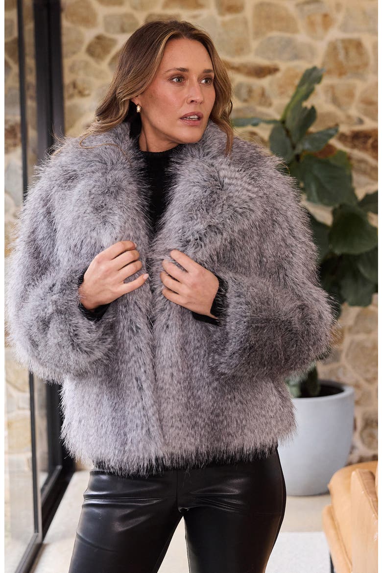 Bertoli Faux Fur Jacket, Alternate, color, GREY SPECKLE