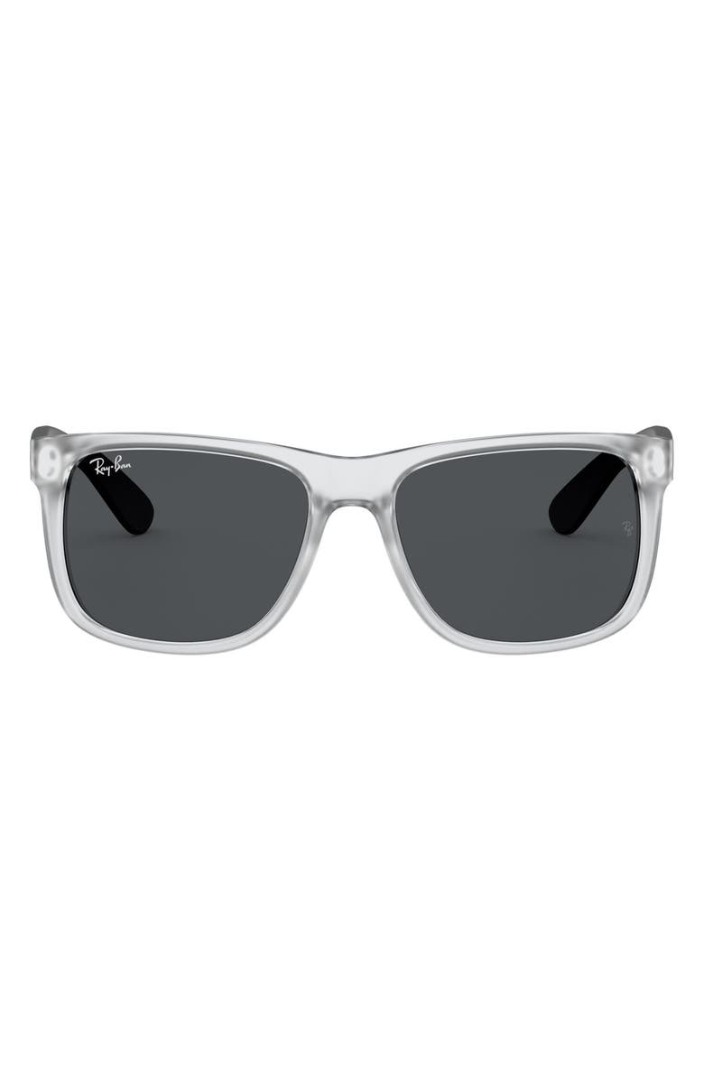 Ray-Ban Justin 51mm Flat Top Sunglasses, Main, color, Rubber Transparent/ Dark Grey