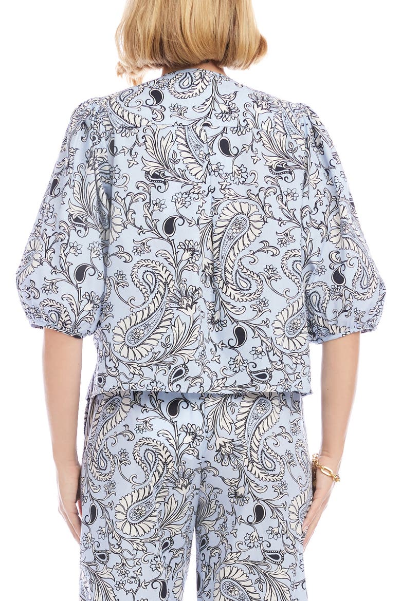 Puff Sleeve Button-Up Top, Alternate, color, BLUE PAISLEY