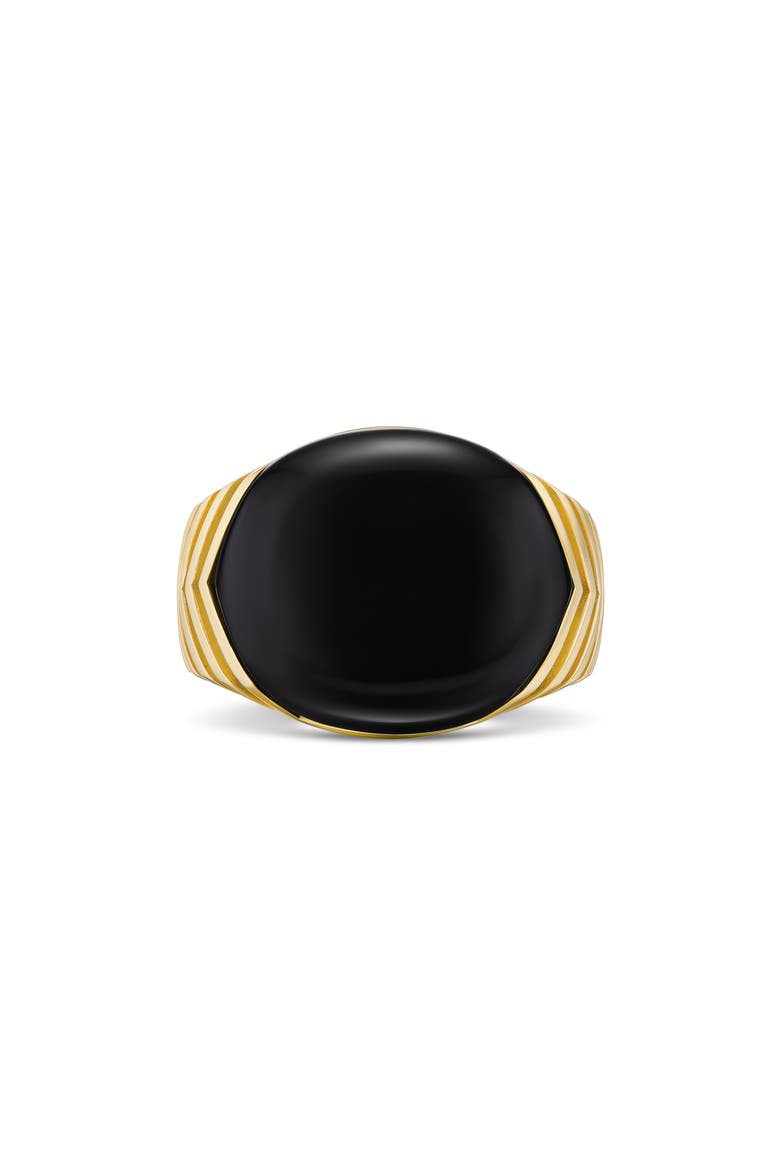Chevron Signet Ring in 18K Yellow Gold with Black Onyx, Alternate, color, GOLD