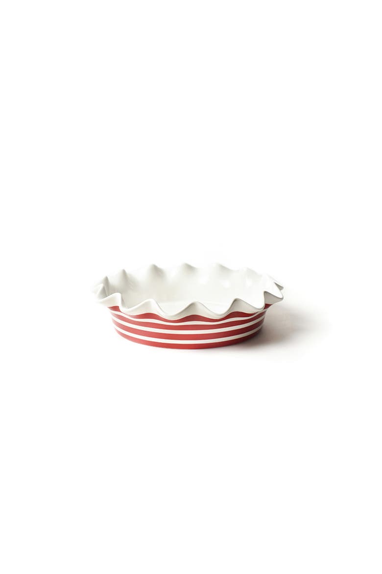 Red Stripe 9 Ruffle Pie Dish, Main, color, Red