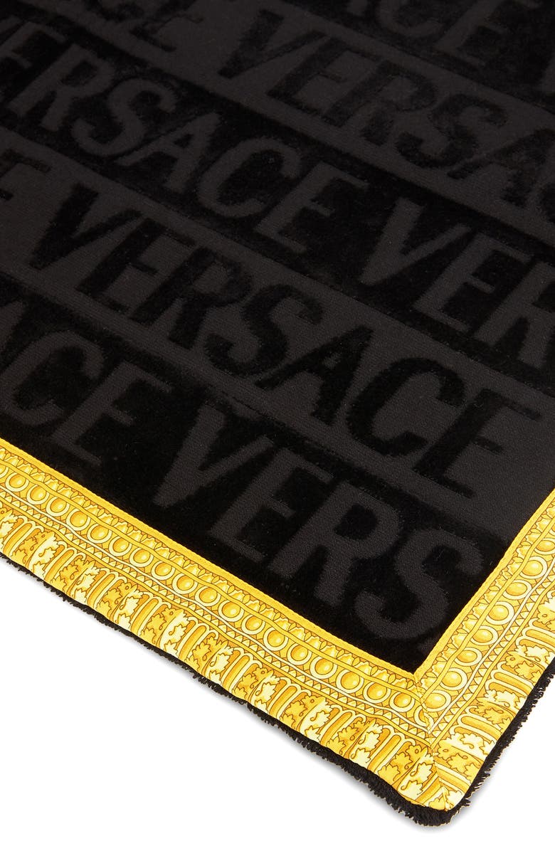 Versace Barocco Bath Mat, Alternate, color, Black