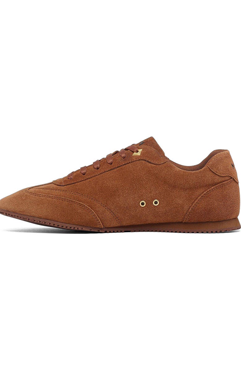 MCM Women's Federlite Lo Sneakers in Laurel Suede Leather, Alternate, color, Cognac