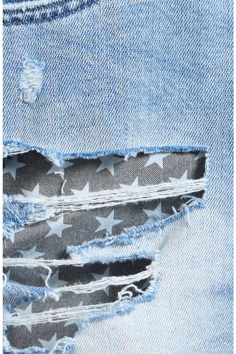 Kids' Flag Pocket Ripped Denim Shorts, Alternate, color, WASHED INDIGO