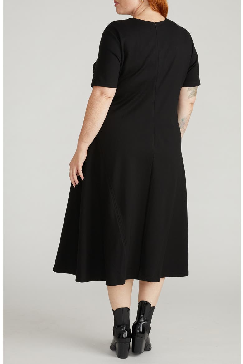 Saskia Ponte Knit Midi Dress, Alternate, color, BLACK