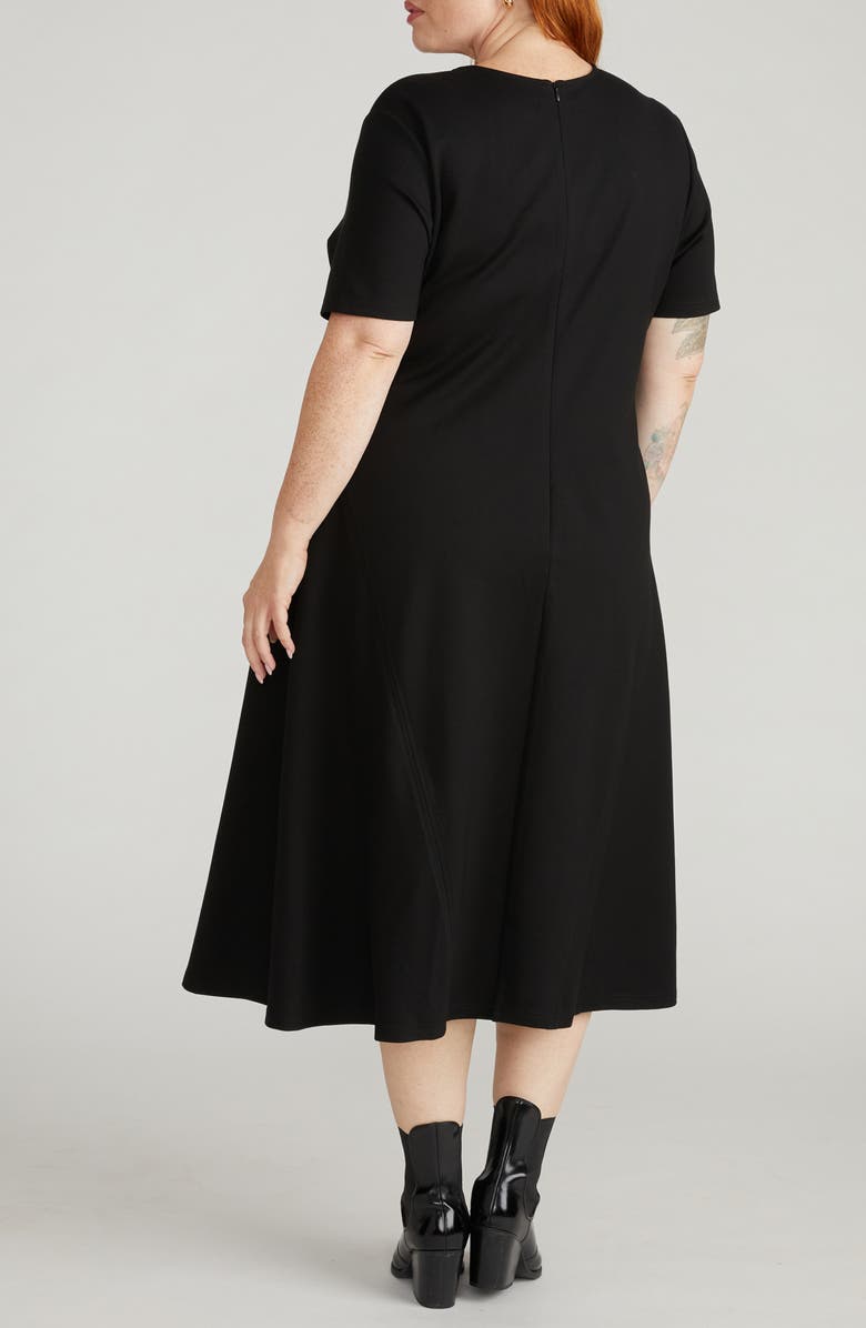 Universal Standard Saskia Ponte Knit Midi Dress, Alternate, color, Black