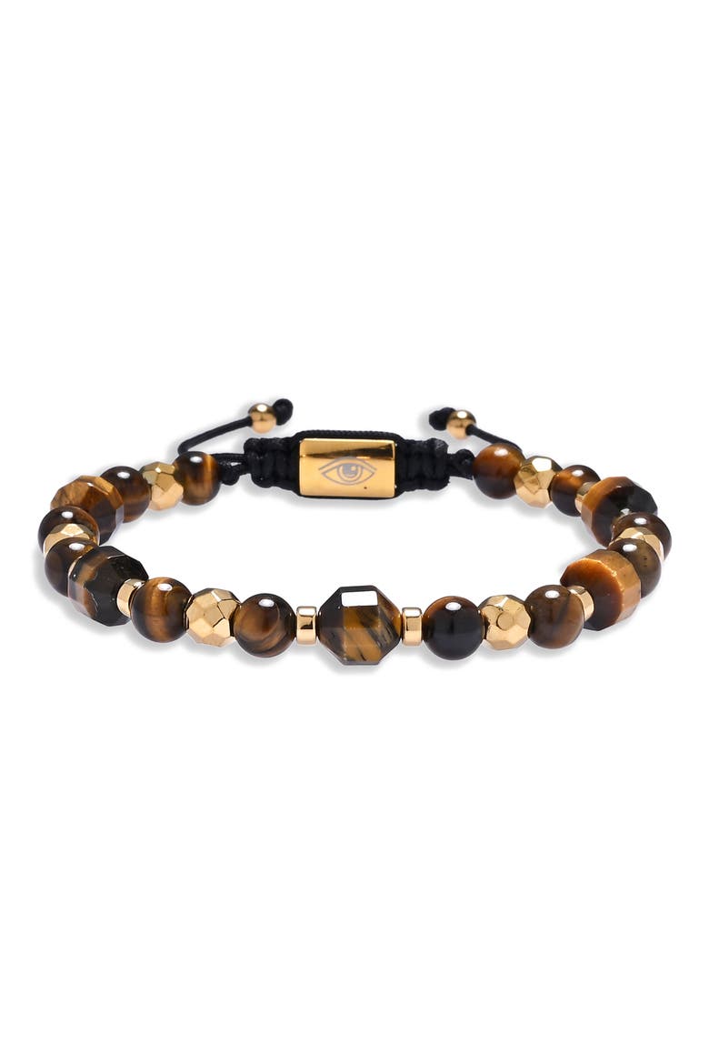 Men's Finn Tiger's Eye Beaded Bracelet, Main, color, GOLD